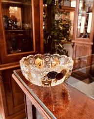 Gold-plated cut crystal bowl - Height 5cm