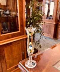 ゴールドプレート・カット・クリスタル製花瓶 - 高さ13cm
