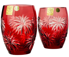 Barevné broušené sklenice na whiskey 220ml - set 2ks - Výška 10cm/220ml