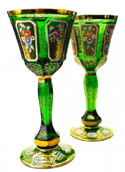 Barevně dekorované lištované sklenice na likér - set 2ks - Výška 13cm/50ml