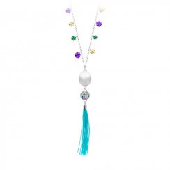 stříbrný náhrdelník Vitis, kubická zirkonie, říční perla, vícebarevný