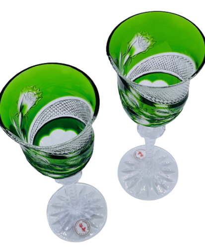 Copas de champán de lujo grabadas (verde) - juego de 2 unidades