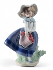 Pretty Pickings Girl with Carnations Figurine
