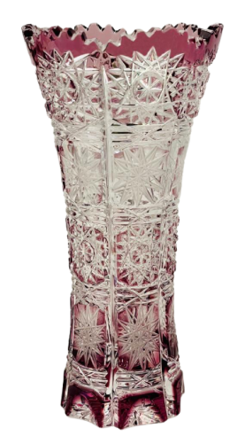 Broušená barevná váza - Výška 15cm