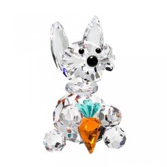 Skleněná figurka Zajíček s mrkví z českého křišťálu Preciosa