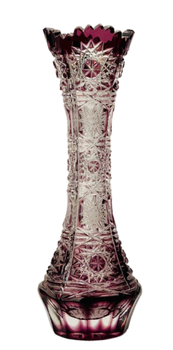 Barevně přejímaná broušená váza - Výška 18cm