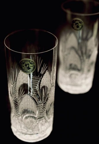 Hand Cut crystal Long drink tumblers - 2個セット - Height 11cm/230ml
