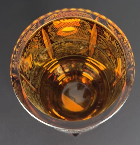 Váza Egermann - ambr-lazura s rytinou