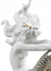 Illusion Mermaid Figurine. Silver Lustre