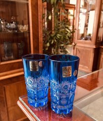 Barevné broušené sklenice na vodu - set 2ks - Výška 10cm/100ml