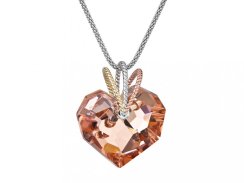 Stříbrný přívěsek Chérissant, srdce s českým křišťálem Preciosa, oranžový