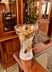 Gold-crystal cut crystal vase - Height 18cm