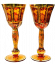 Barevně dekorované lištované sklenice na víno - set 2ks - Výška 20cm/190ml