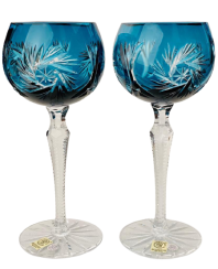 Broušené barevné sklenice na víno - set 2ks - Výška 20cm/190ml