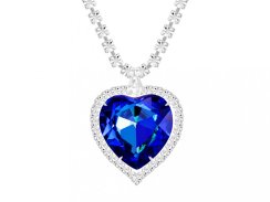 Štrasový náhrdelník Necklace, srdce s českým křišťálem Preciosa, modrý