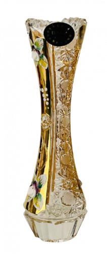 Broušená pozlacená váza - Výška 15cm