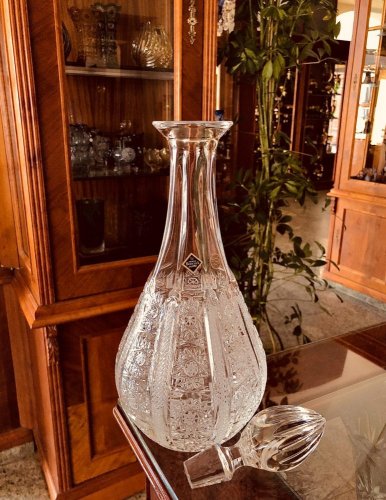 Cut crystal wine bottle - Height 35cm/1000ml