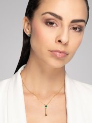 náušnice Straight z chirurgické oceli, český křišťál, malé, emerald