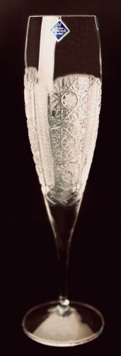 Cut crystal champagne glasses - set of 6pcs - Height 26cm/200ml