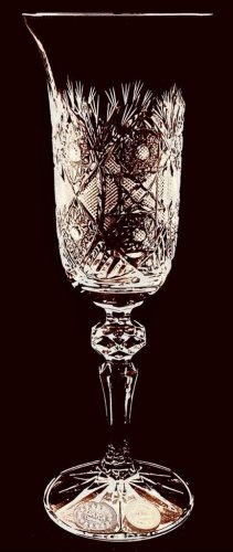 Cut crystal champagne glasses - set of 6pcs - Height 21cm/150ml