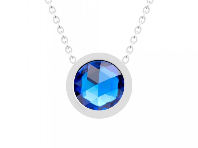 náhrdelník Gemini z chir. oceli, český křišťál, modrá