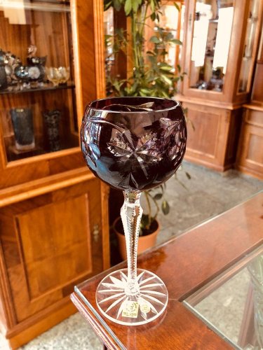 Barevné broušené sklenice na víno - set 6ks - Výška 20cm