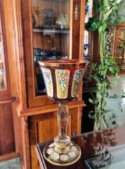 Barevně dekorované lištované sklenice na víno - set 2ks - Výška 20cm/260ml