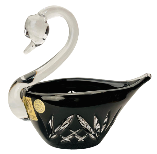 Color-cut crystal swan bowl - Height 11cm