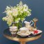 B-form gold bronze strewn flowers - Coffee cup with saucer