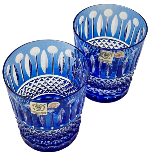 Broušené barevné whisky sklenice - set 2ks - Výška 9cm/290ml