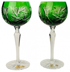 Broušené barevné sklenice na víno - set 2ks - Výška 20cm/190ml