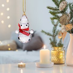 Skleněná vánoční ozdoba Sněhulák z českého křišťálu Preciosa