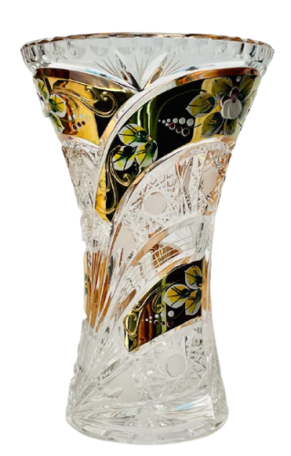 Broušená pozlacená váza - Výška 18cm