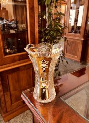 Gold-crystal cut crystal vase - Height 15cm