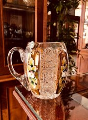Gold plated cut crystal beer mug - Height 10cm/300ml