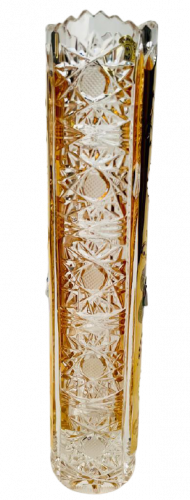 Jarrón de cristal tallado dorado - Altura 18cm