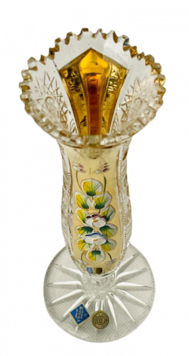 Gold-crystal cut crystal vase - Height 22cm