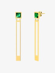 náušnice Straight z chirurgické oceli, český křišťál,  emerald