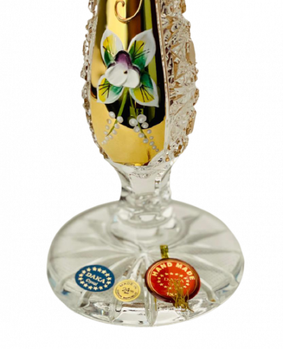 Broušená pozlacená váza - Výška 26cm