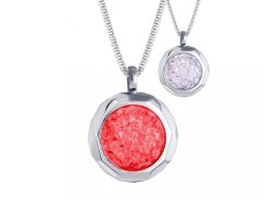 Přívěsek z chirurgické oceli Duo Colour s českým křišťálem Preciosa, červený, bílý