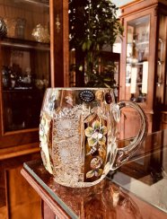 Broušený pozlacený půllitr na pivo - Výška 12cm/600ml
