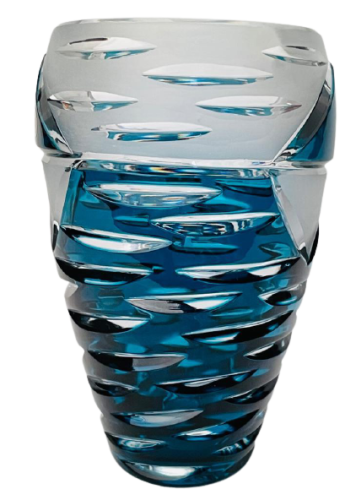 Barevná broušená váza - zkosená - Výška 18cm