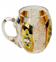 Gold plated cut crystal beer mug - Height 10cm/300ml