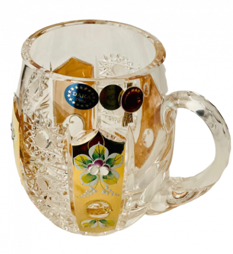 Gold-plated hand cut crystal beer mug - Height 12cm/600ml