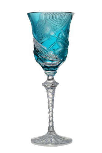 雕刻的豪华酒杯（绿松石色）- 一套2个