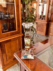 Gold-plated cut crystal candleholder - Height 18cm