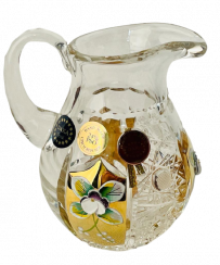 Gold-plated cut crystal small pitcher - Height 10cm