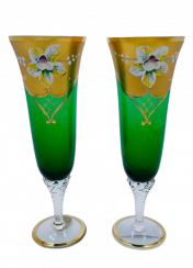 Sklenice na šampaňské dekorované vysokým smaltem - sada 2ks - Výška 20cm/190ml