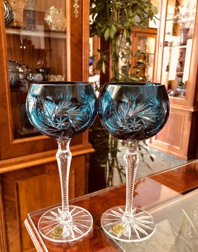 Color-cut crystal wine glasses - set of 2pcs - Height 20cm/190ml :: Erpet  Crystal