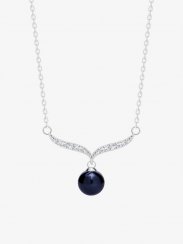 stříbrný náhrdelník Paolina, černá říční perla